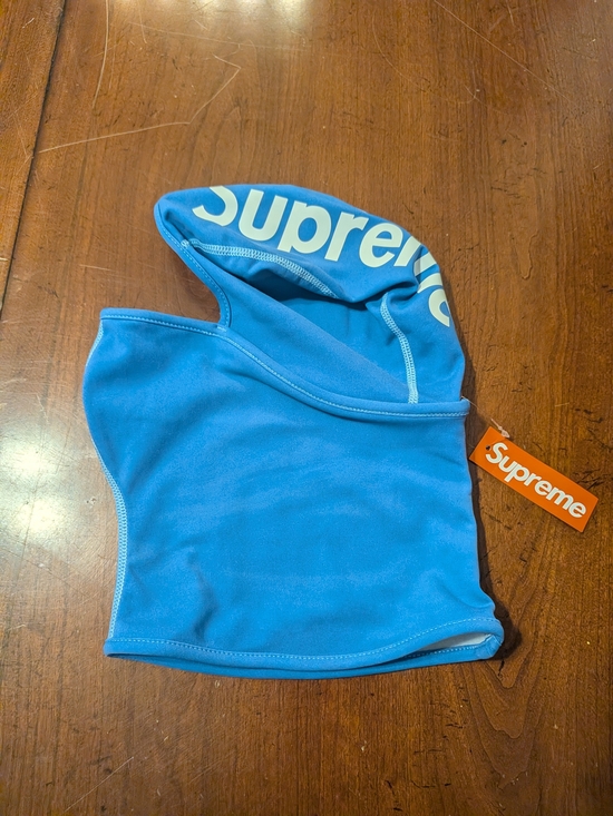 Supreme Other - Supreme Thermal Reactive Bright Blue Hooded Balaclava with White Logo AUTHENTIC